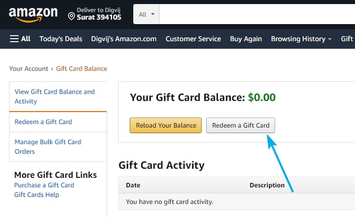 how to check amazon gift card balance without redeeming